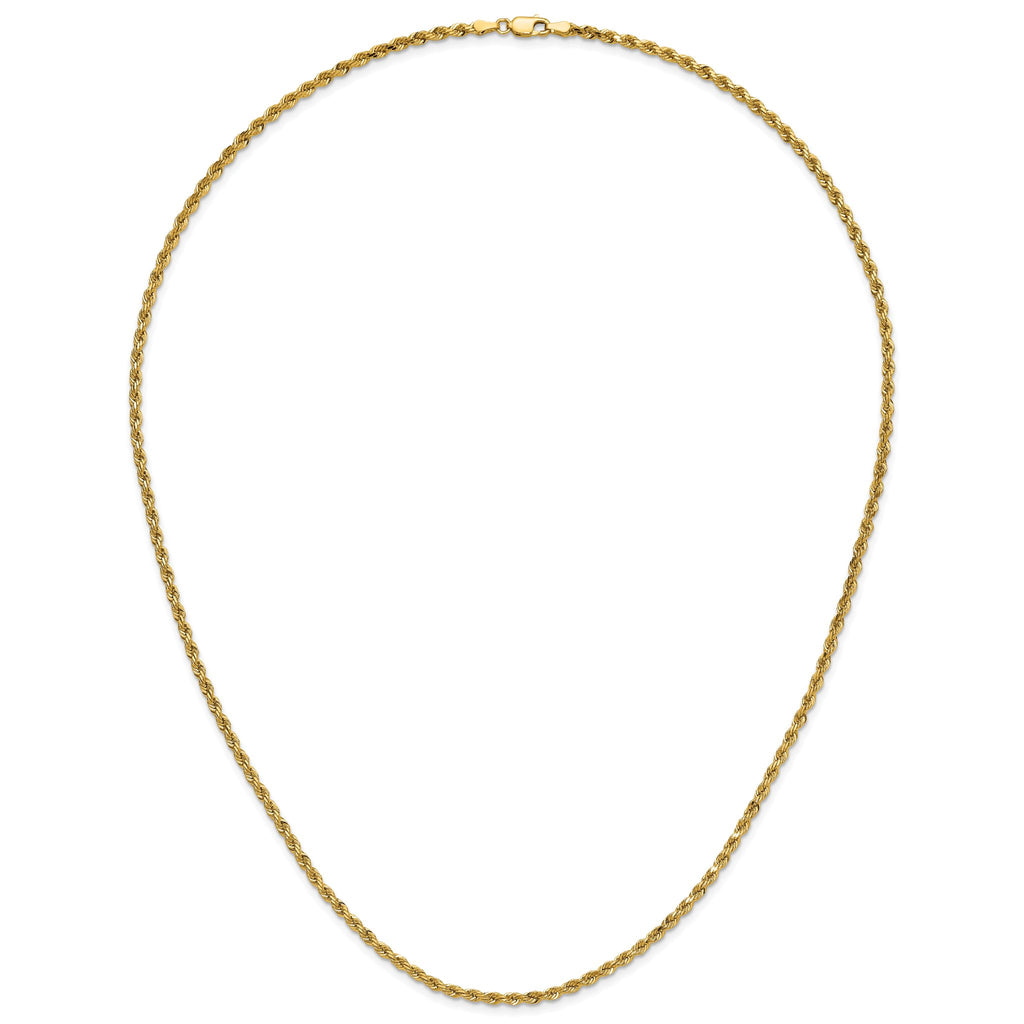 14K 7 inch 3mm Diamond-cut Rope with Lobster Clasp Chain
