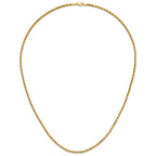 14K 7 inch 3mm Diamond-cut Rope with Lobster Clasp Chain