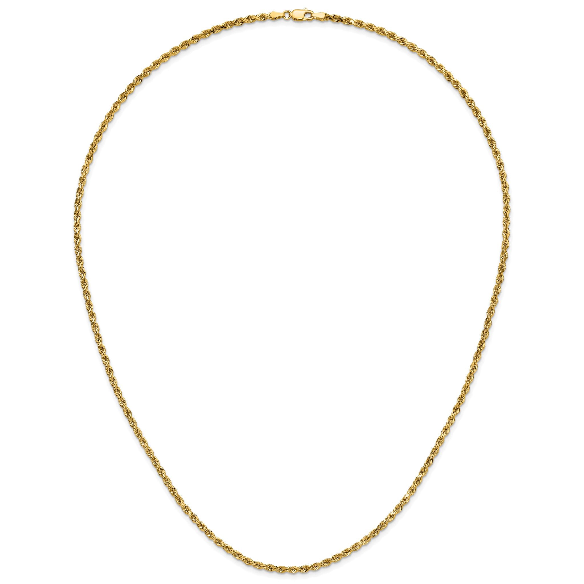 14K 7 inch 3mm Diamond-cut Rope with Lobster Clasp Chain