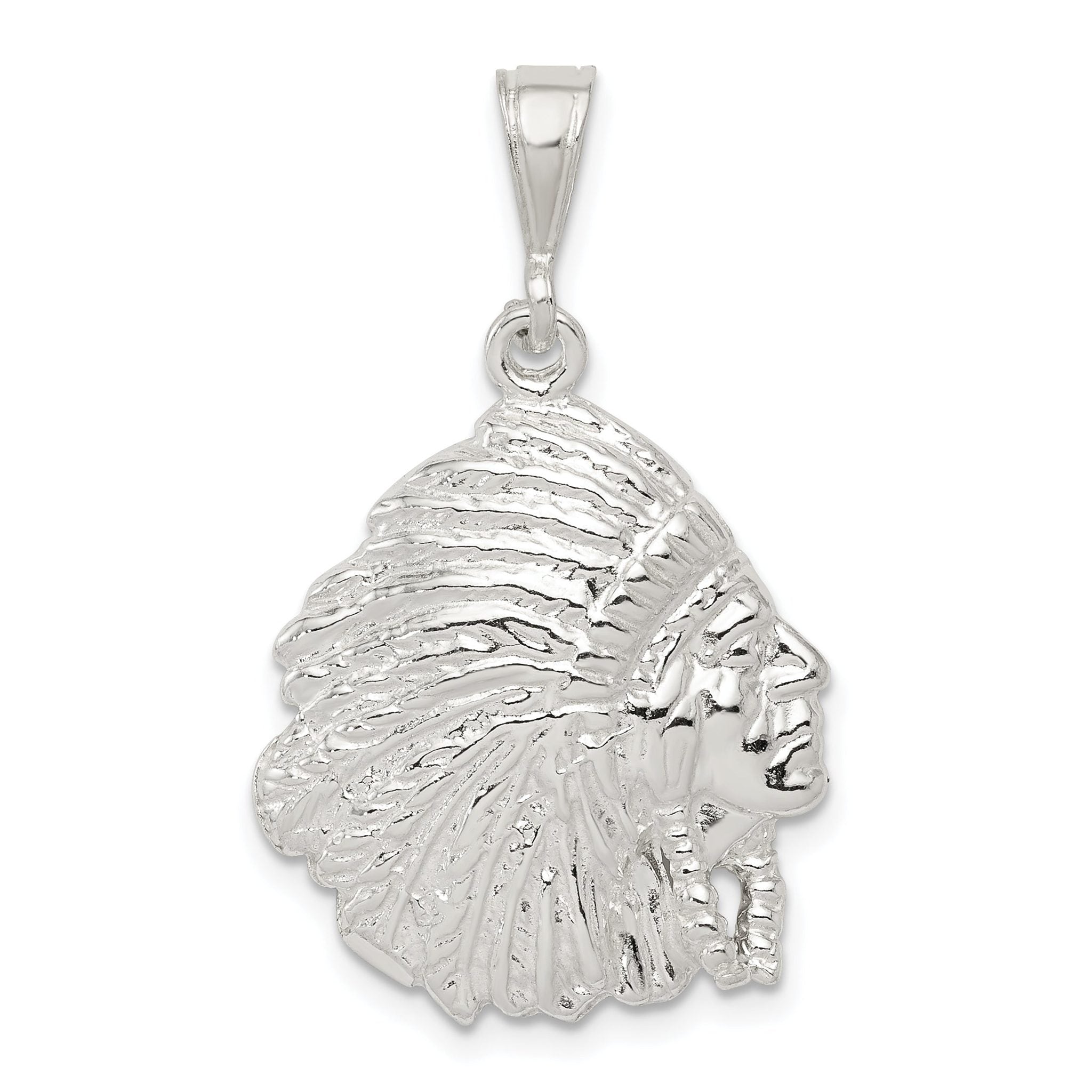 Sterling Silver 925 Men's Polished Indian Man Pendant Anti-Tarnish Main image