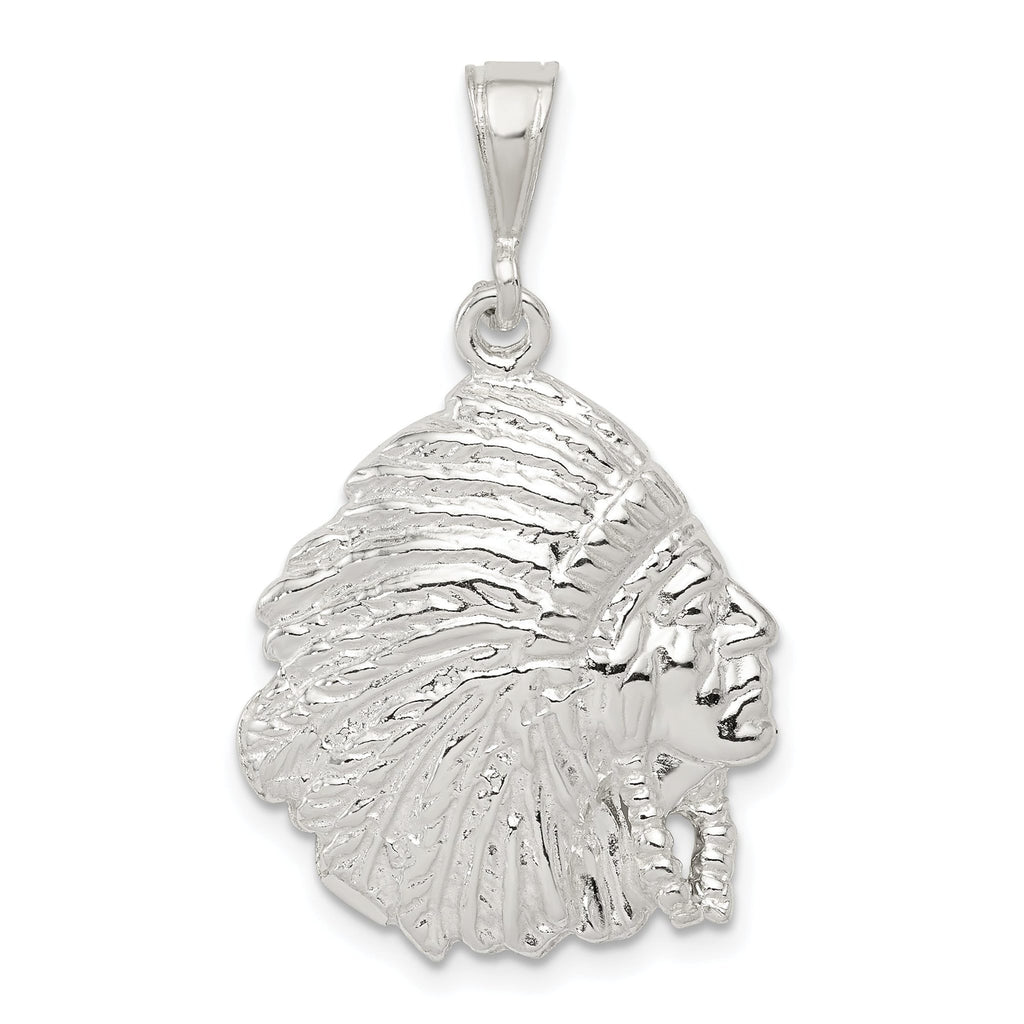 Sterling Silver 925 Men's Polished Indian Man Pendant Anti-Tarnish