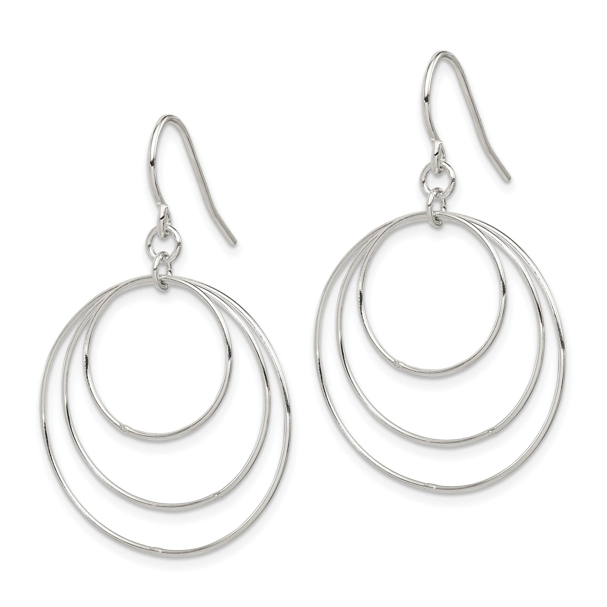 Triple Circle Dangle Earrings in Sterling Silver