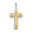 Sterling Silver Two-Tone Cross Pendant with Rhodium and Gold Accents