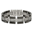 Stainless Steel Brushed and Polished Black IP-plated Link Bracelet for Men
