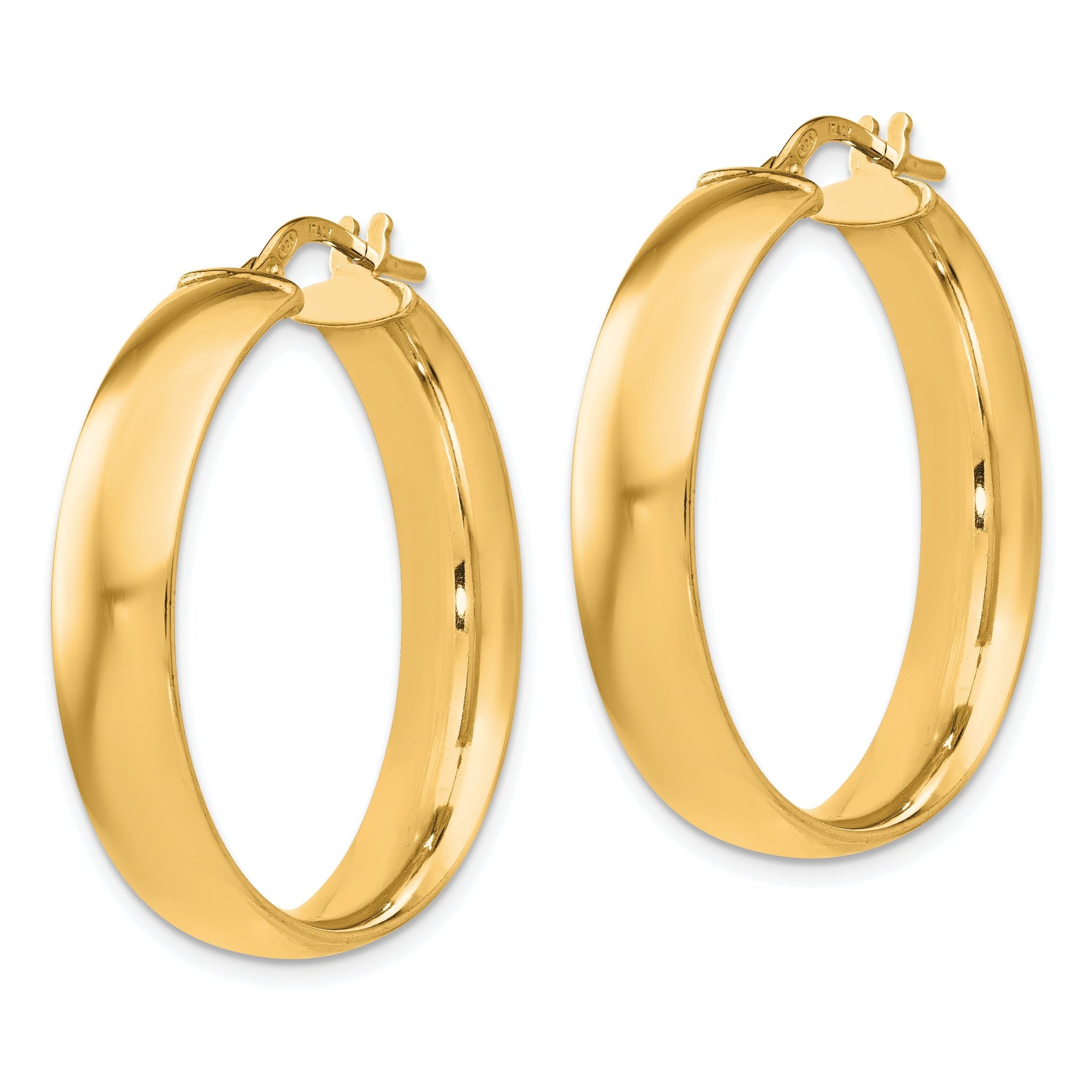 Sterling Silver Gold-Tone Polished Hinged Hoop Earrings Secondary image