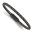 Stainless Steel Polished Black IP-plated Braided Wire and Rubber Bracelet for Men