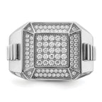 Brilliant Embers Sterling Silver Rhodium-plated 89 Stone Micro PavÃƒÂ¢Ã‚â‚¬Ã‚Å¡ CZ Polished Men's Ring