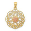 14K Two-Tone Gold Filigree Charm with Polished Rose Finish Elegant Design