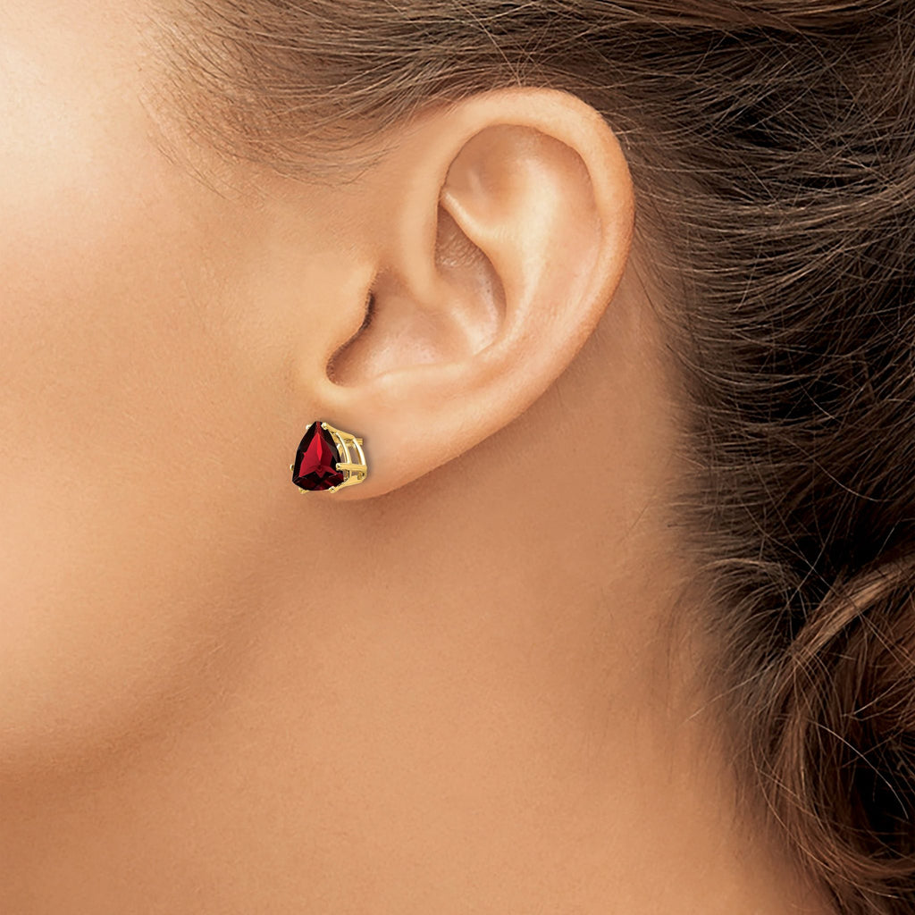 14k 8mm Garnet Post Earrings