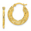 10K Yellow Gold Patterned Hollow Hoop Earrings with Polished Finish Elegant & Timeless
