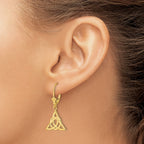 14K Small Celtic Trinity Knot Leverback Earrings