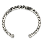 Stainless Steel Polished and Antiqued with Crystal Cuff Bangle Bracelet for Women