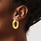 14ky Polished Twist 6mm Hollow Round Hoop Earrings