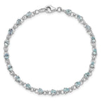 Sterling Silver Rhodium-plated Aquamarine and Diamond Bracelet