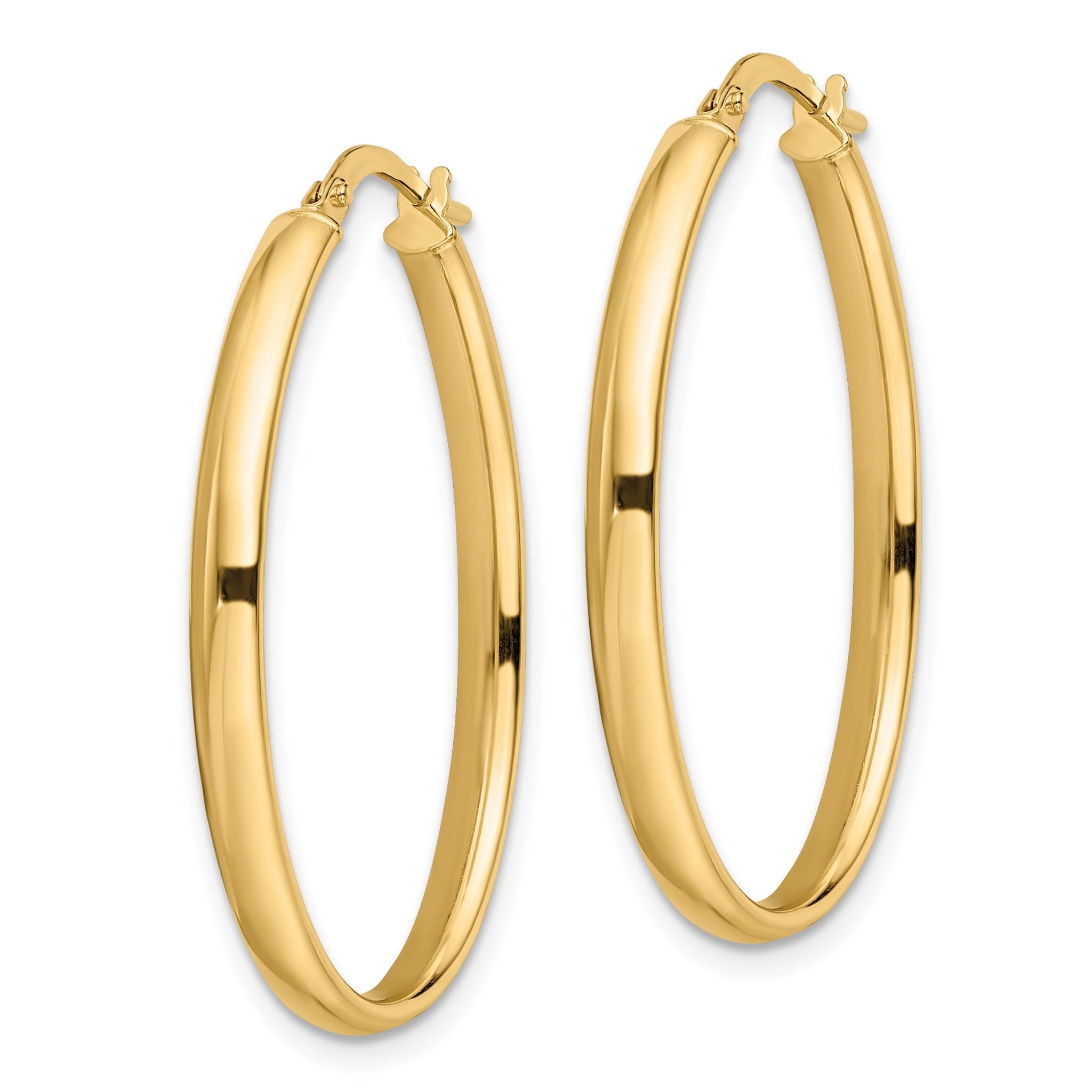 14K Polished Oval Hoop Earrings Secondary image