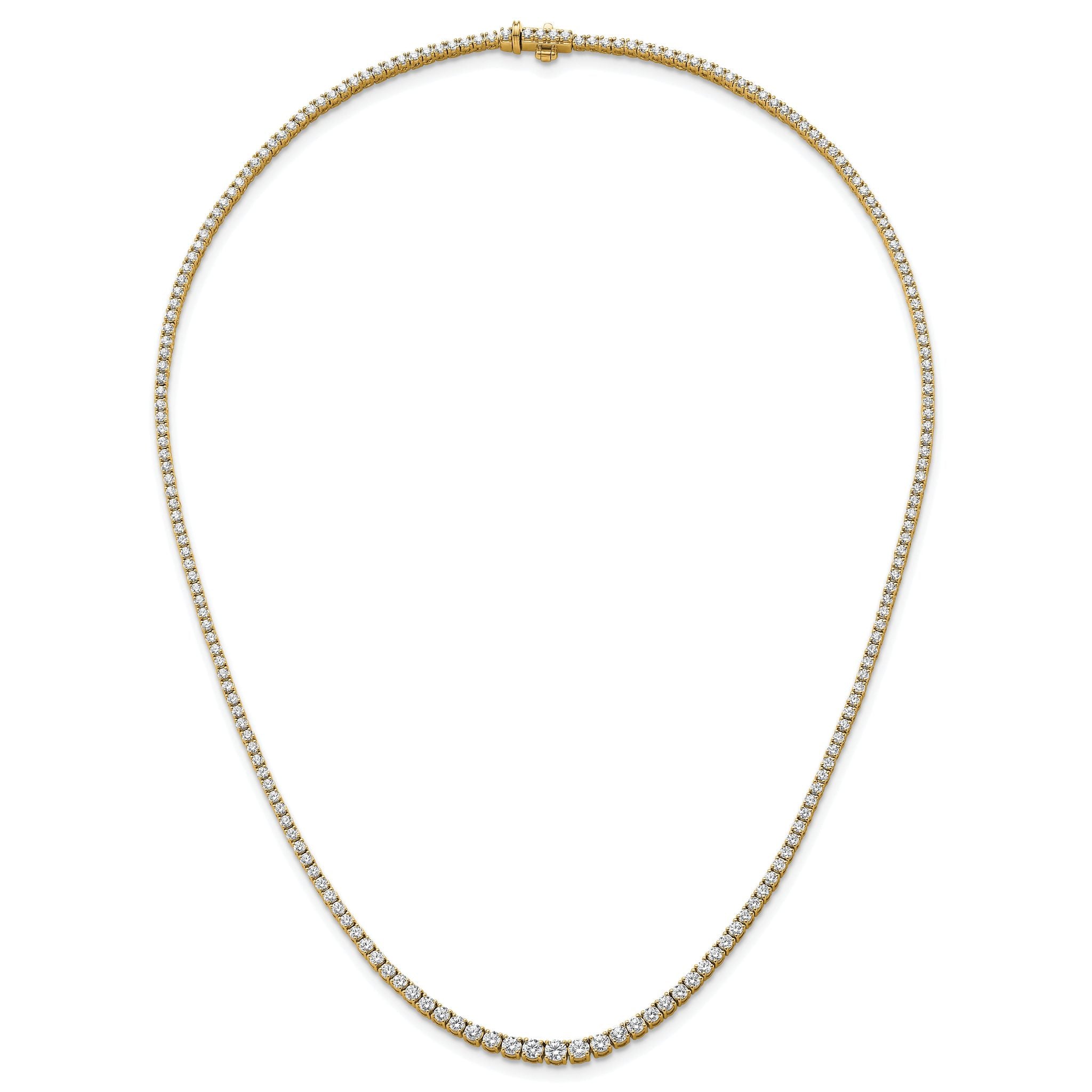 14k 5 3/8 carat Lab Grown Diamond VS+ F+ Complete Round 18 inch Graduated Tennis Necklace
