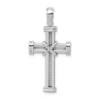 14K White Gold Latin Cross Pendant with Polished Finish and Textured Back