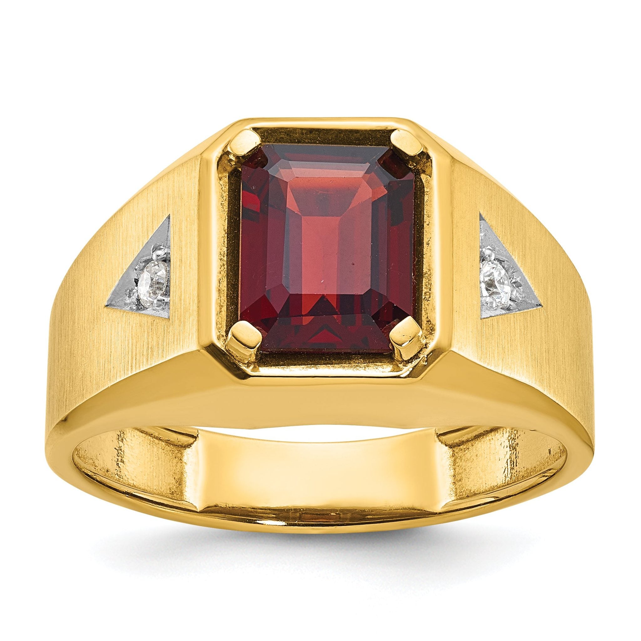 14k Mens Polished and Satin Octagon Gemstone and Diamond Ring Mounting, Mounting Only