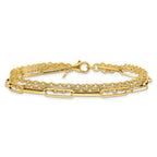 14K Polished 3-strand Fancy Link Bracelet