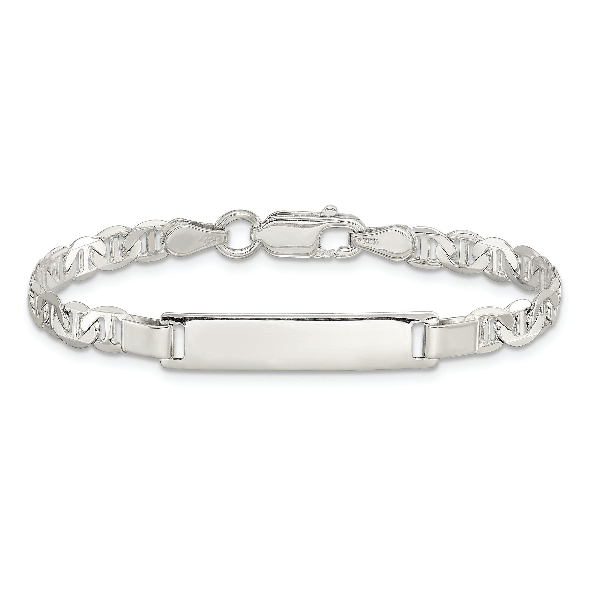Sterling Silver Engraveable Childrens ID Anchor Link Bracelet