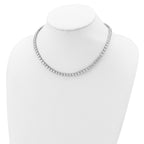 Sterling Silver 17in Rhodium-plated Fancy Mulitple CZ Necklace