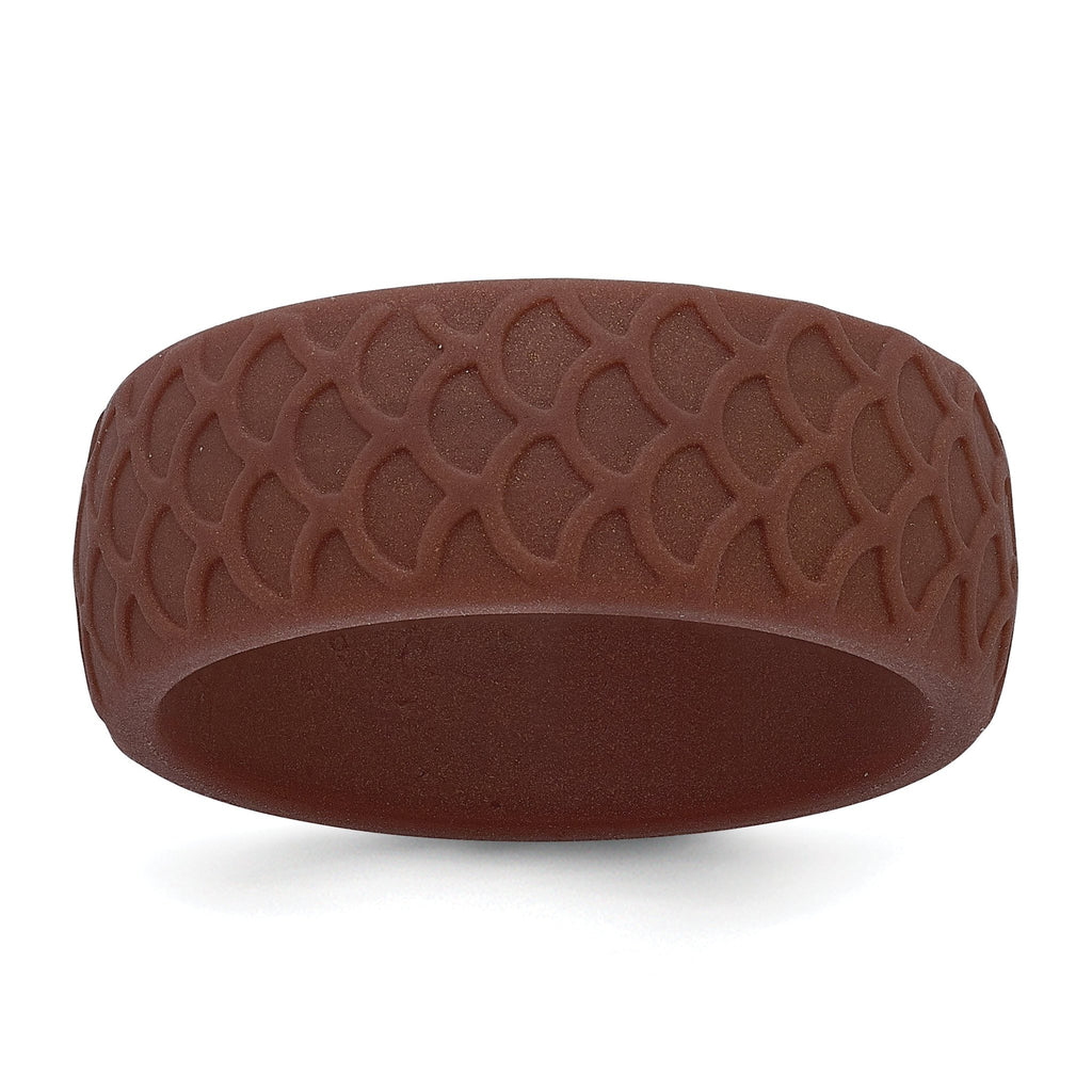 Fish Scale Pattern Wedding Band in Metallic Bronze Silicone, 8.7mm