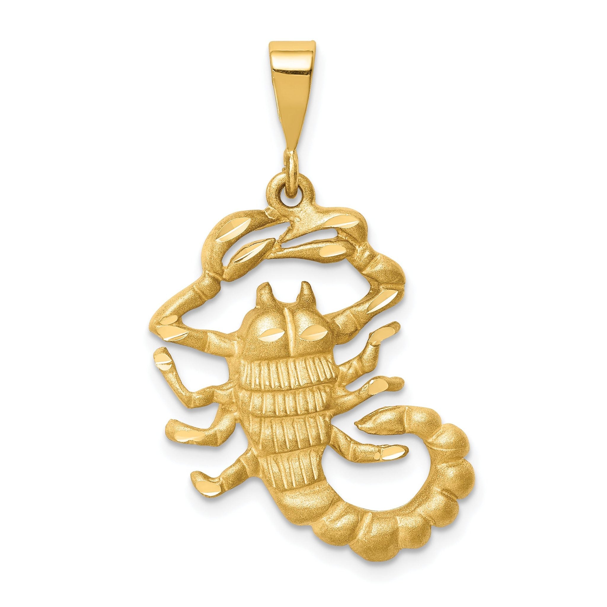 14K Gold Satin Diamond-Cut Scorpio Zodiac Charm Elegant Themed Pendant Main image
