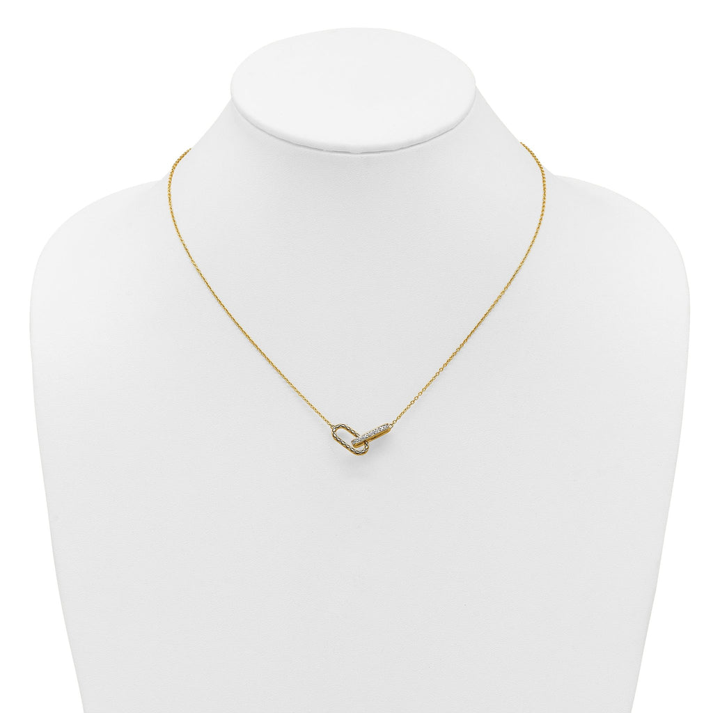 14K Polished 1/15 carat Diamond Interlocked Paperclip Links 18 inch Necklace