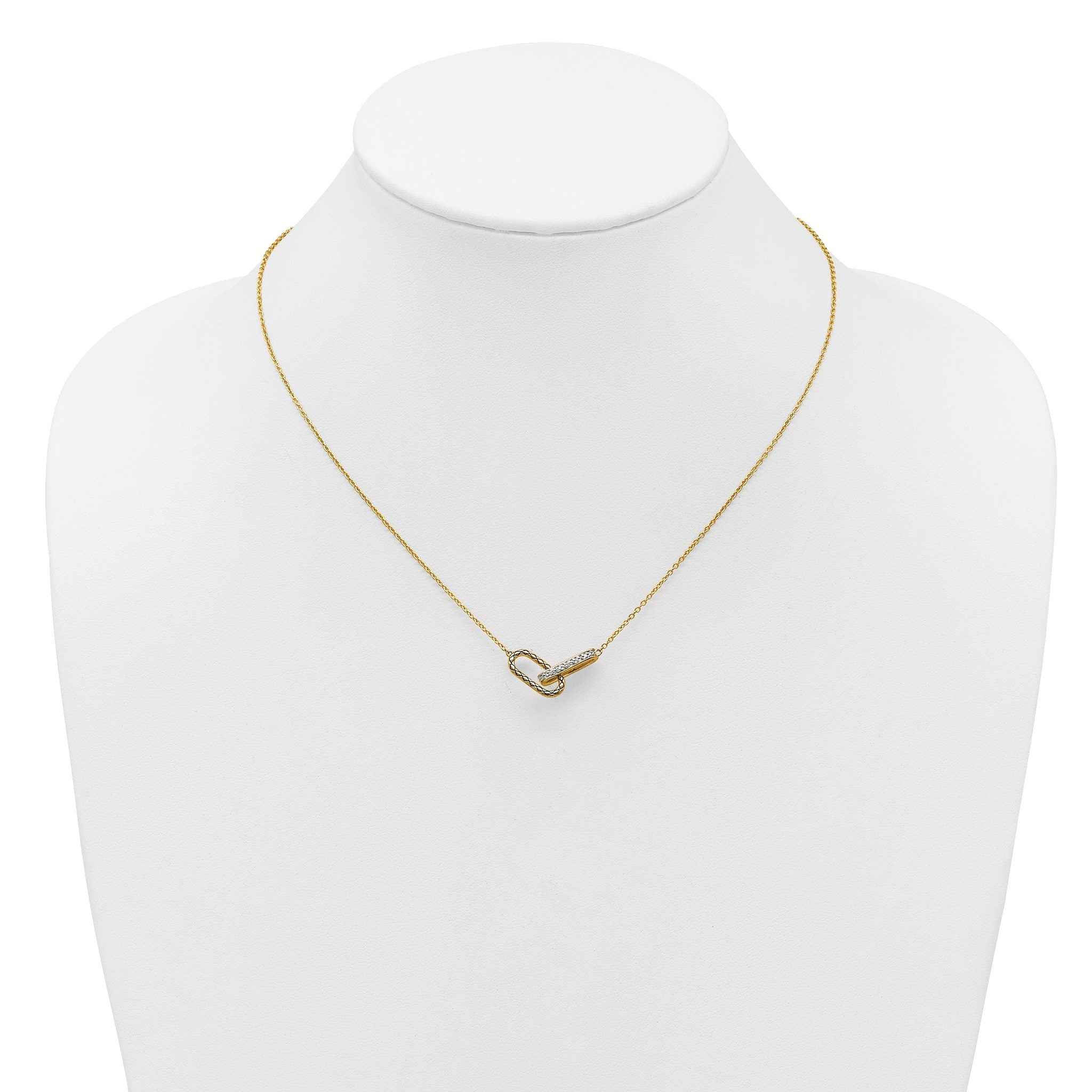 14K Polished 1/15 carat Diamond Interlocked Paperclip Links 18 inch Necklace