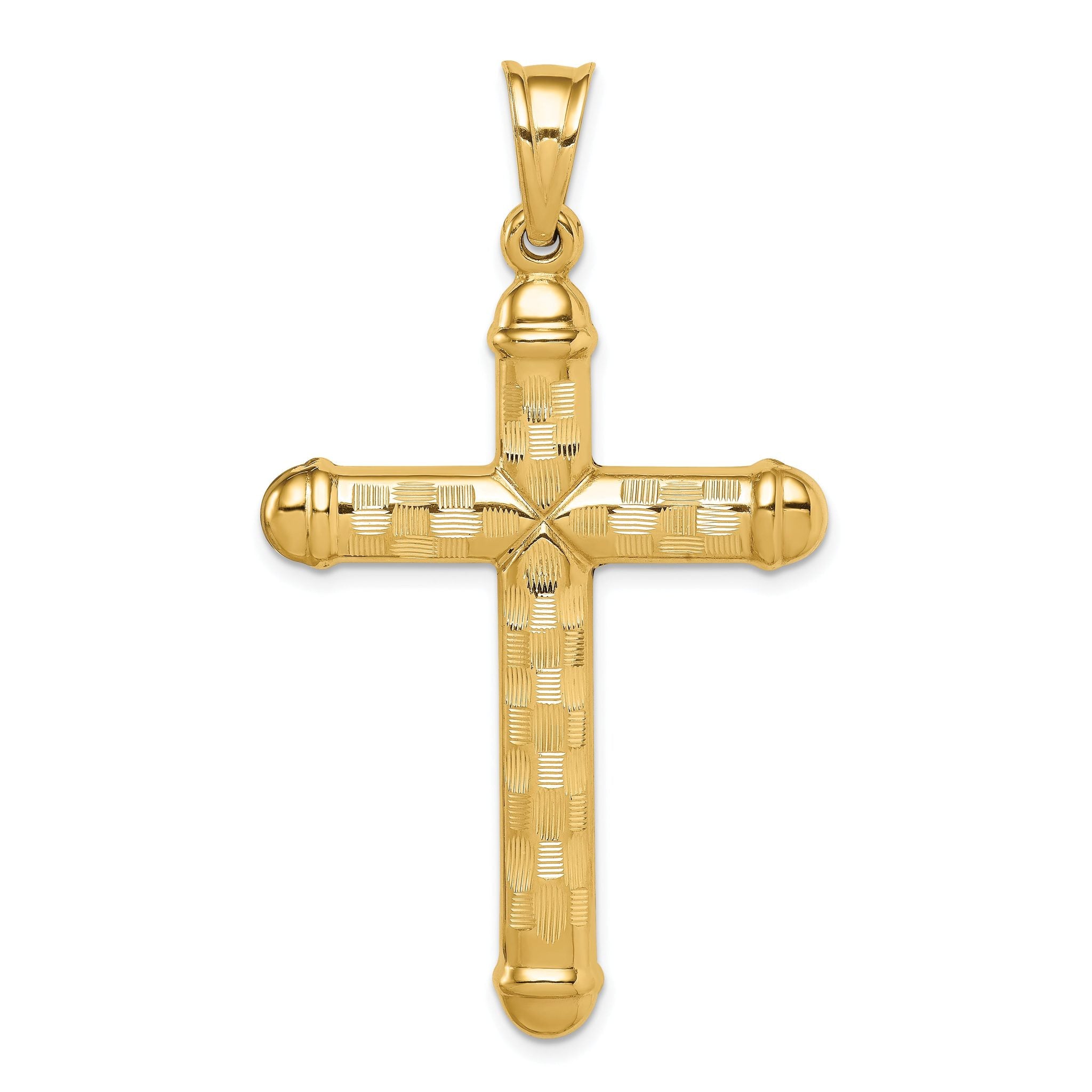 14k Hollow Diamond-cut Cross Pendant Main image