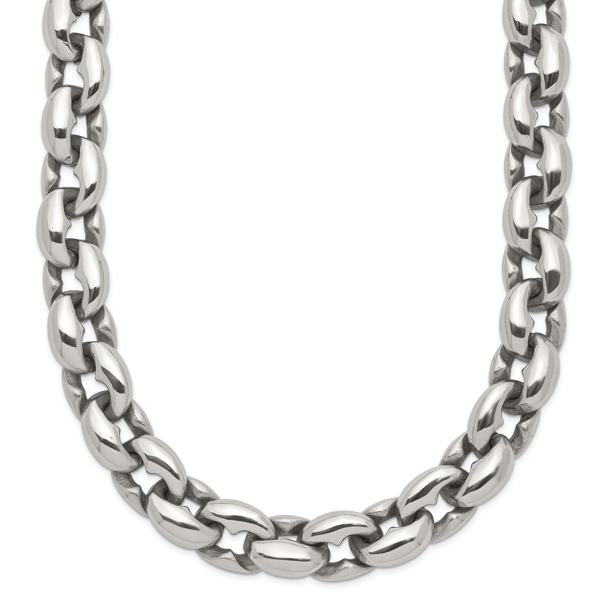 Sophia Jewelers Men's Polished Stainless Steel 24 Oval Link Necklace Main image