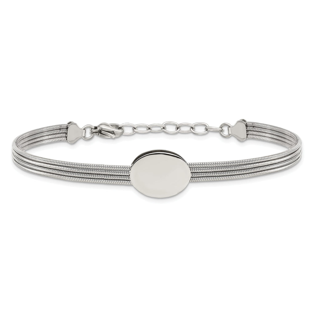 Stainless Steel Polished Oval with ext. Bracelet for Women