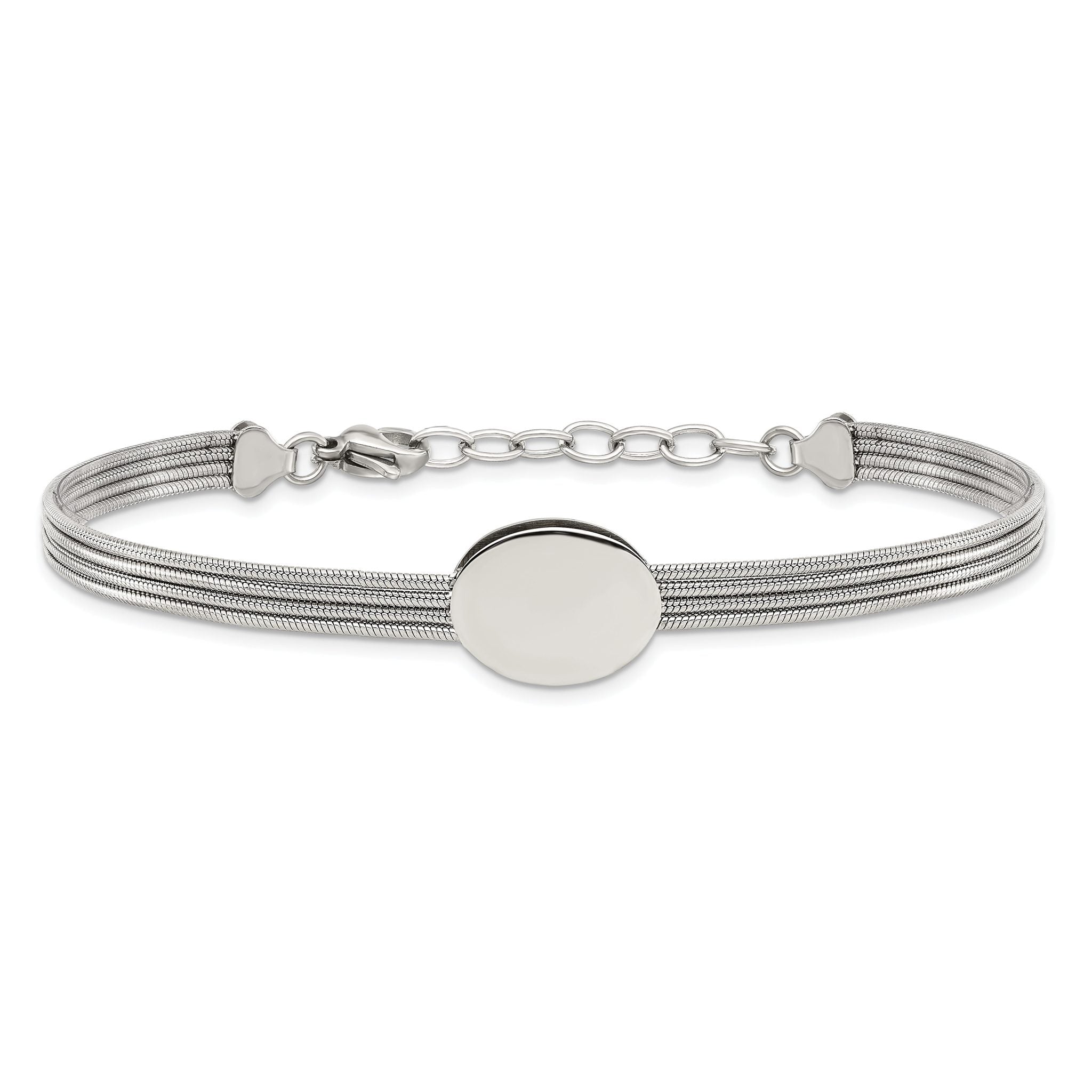 Stainless Steel Polished Oval with ext. Bracelet for Women