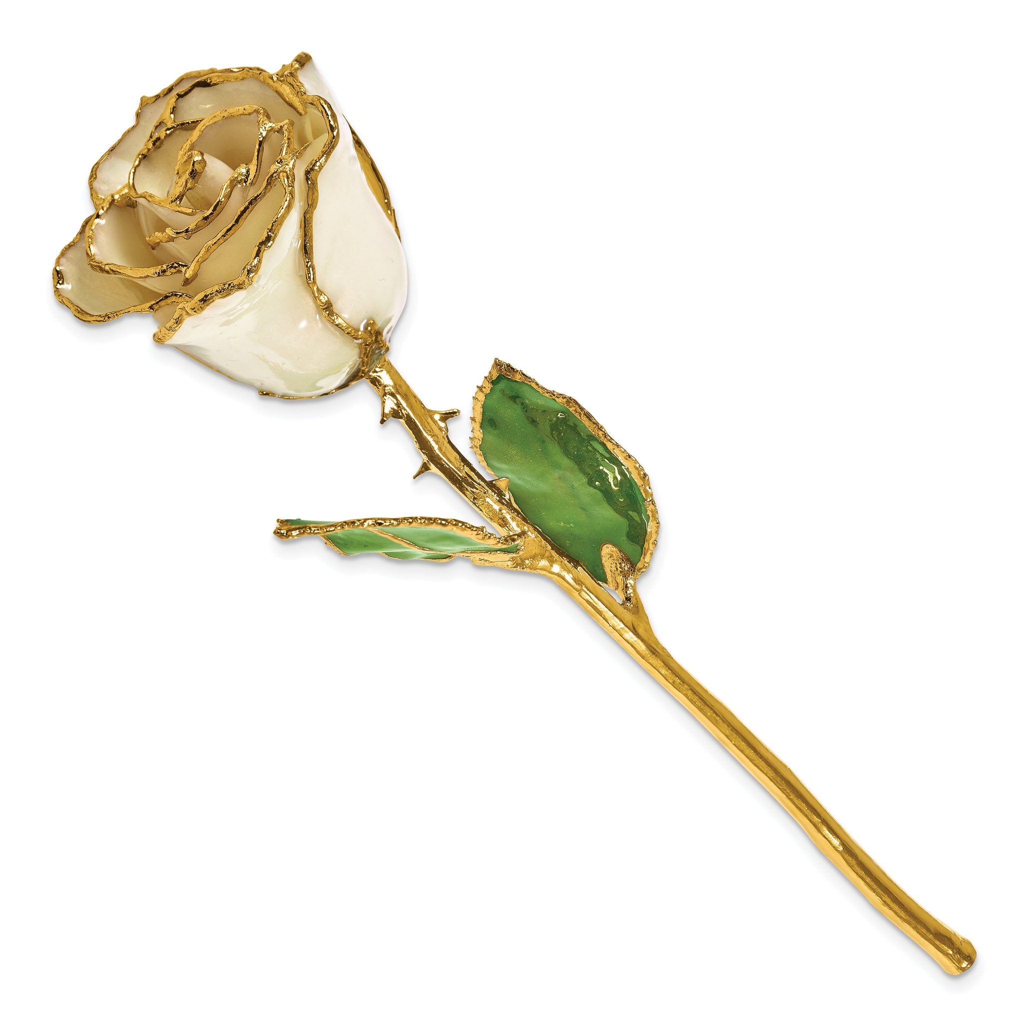 Lacquer Dipped Gold Trim April Birthstone Opal Rose Secondary image