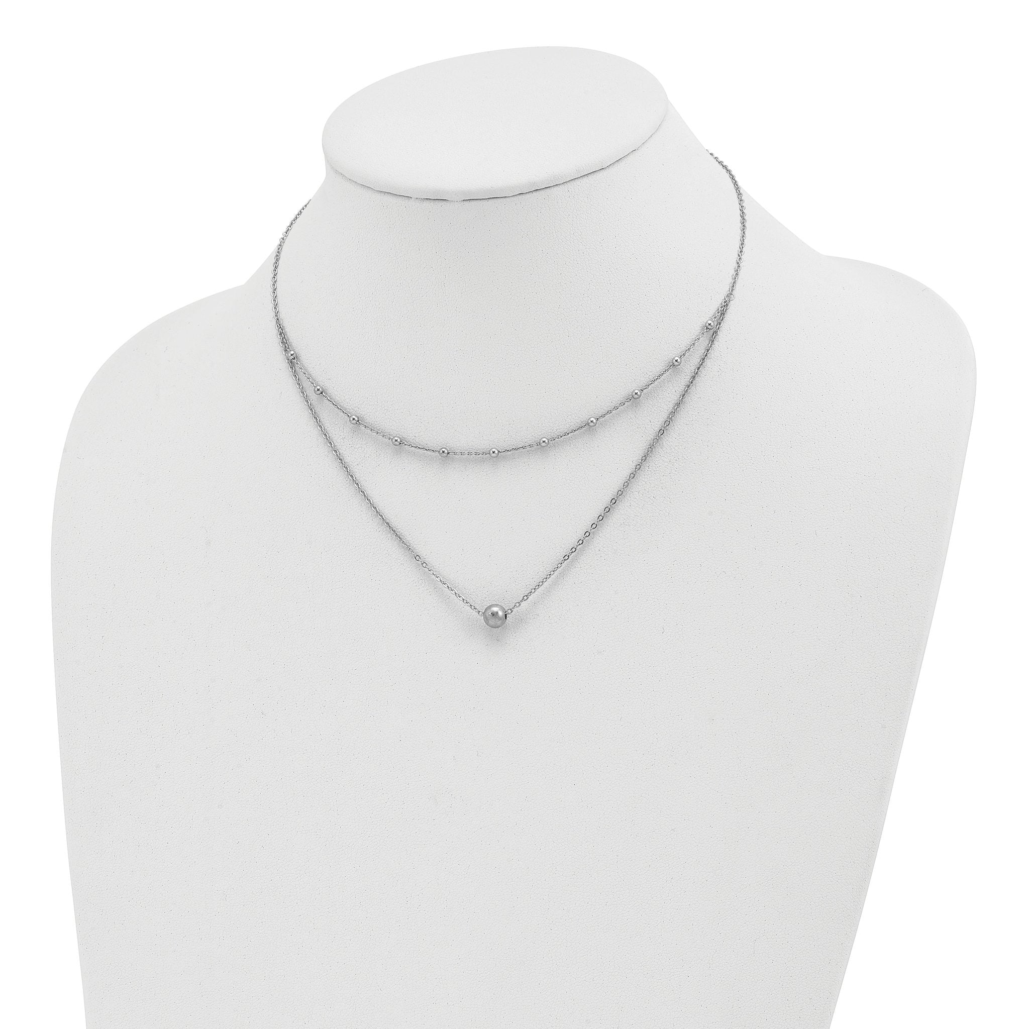 Sterling Silver Polished Beaded w/4 in ext Choker Secondary image