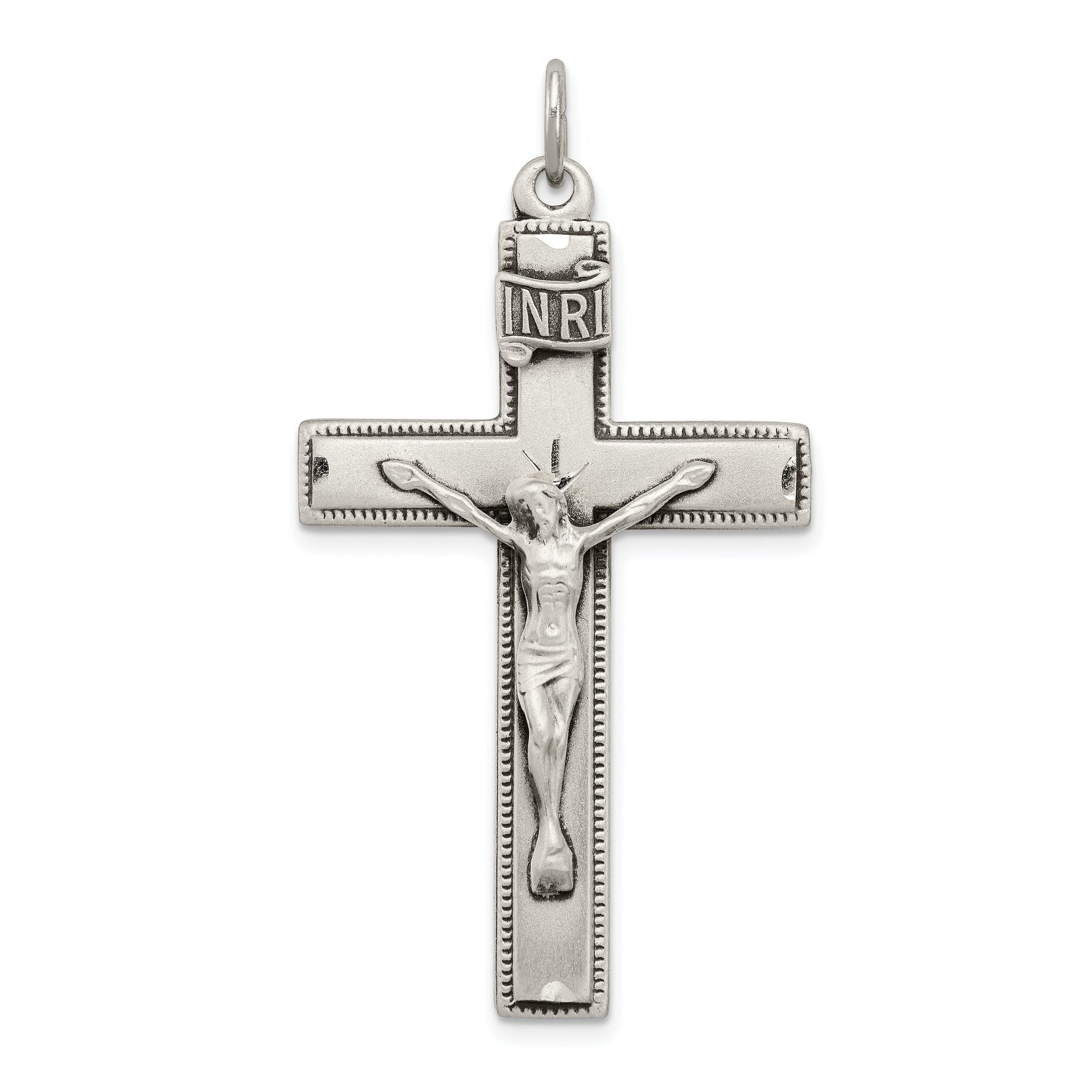 Sophia Jewelers Sterling Silver 925 INRI Crucifix Polished Prayer Pendant Main image