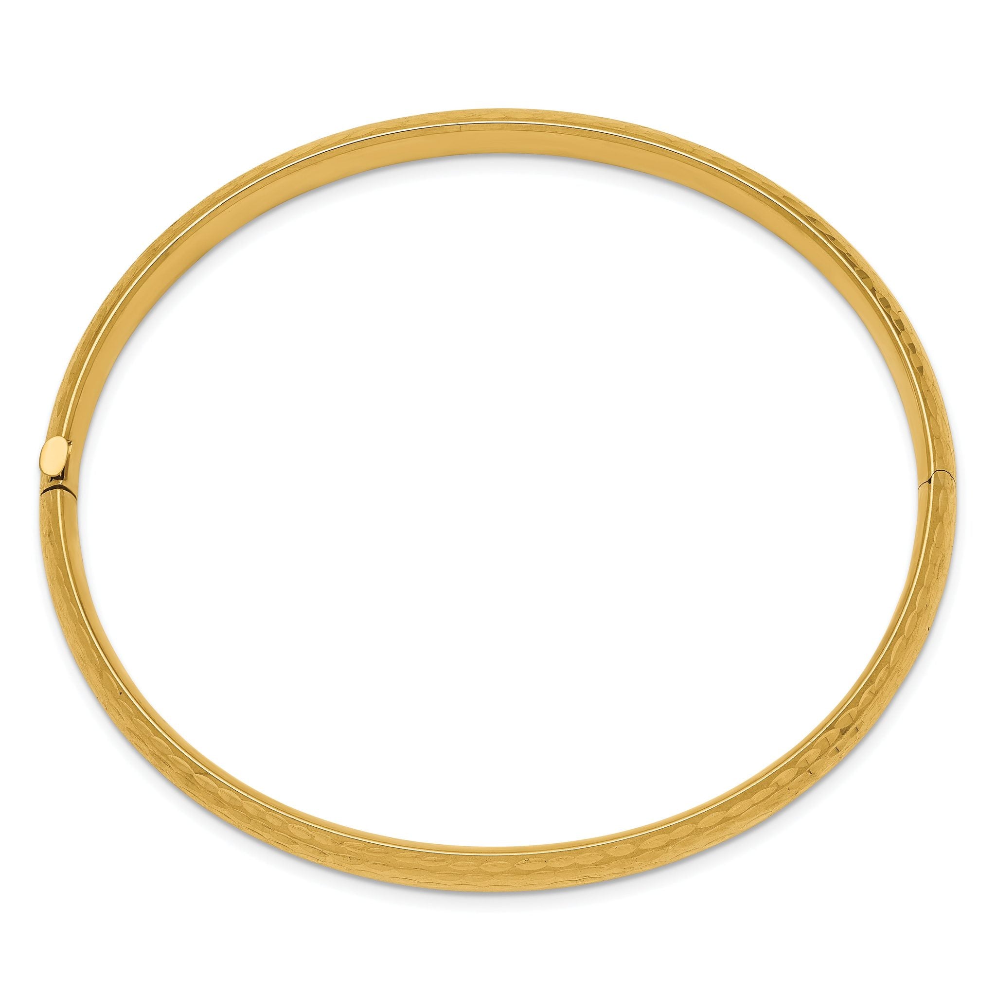 14K Gold Diamond-Cut Hinged Bangle Bracelet for Women Secondary image