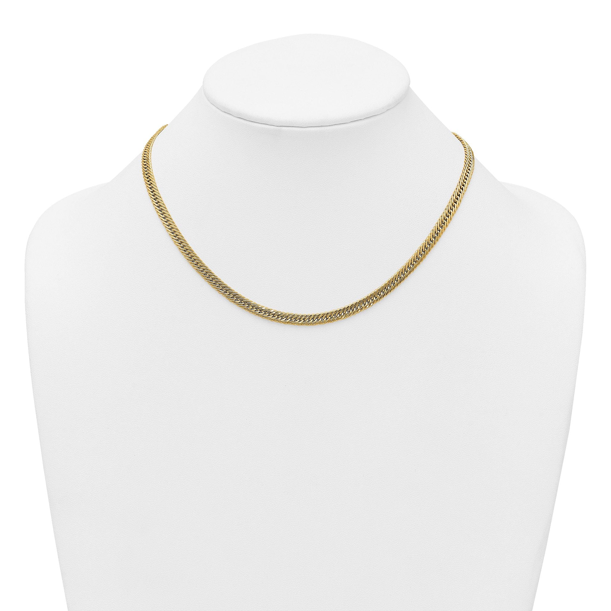 14k Polished Fancy Hollow Curb Link 17 inch Necklace