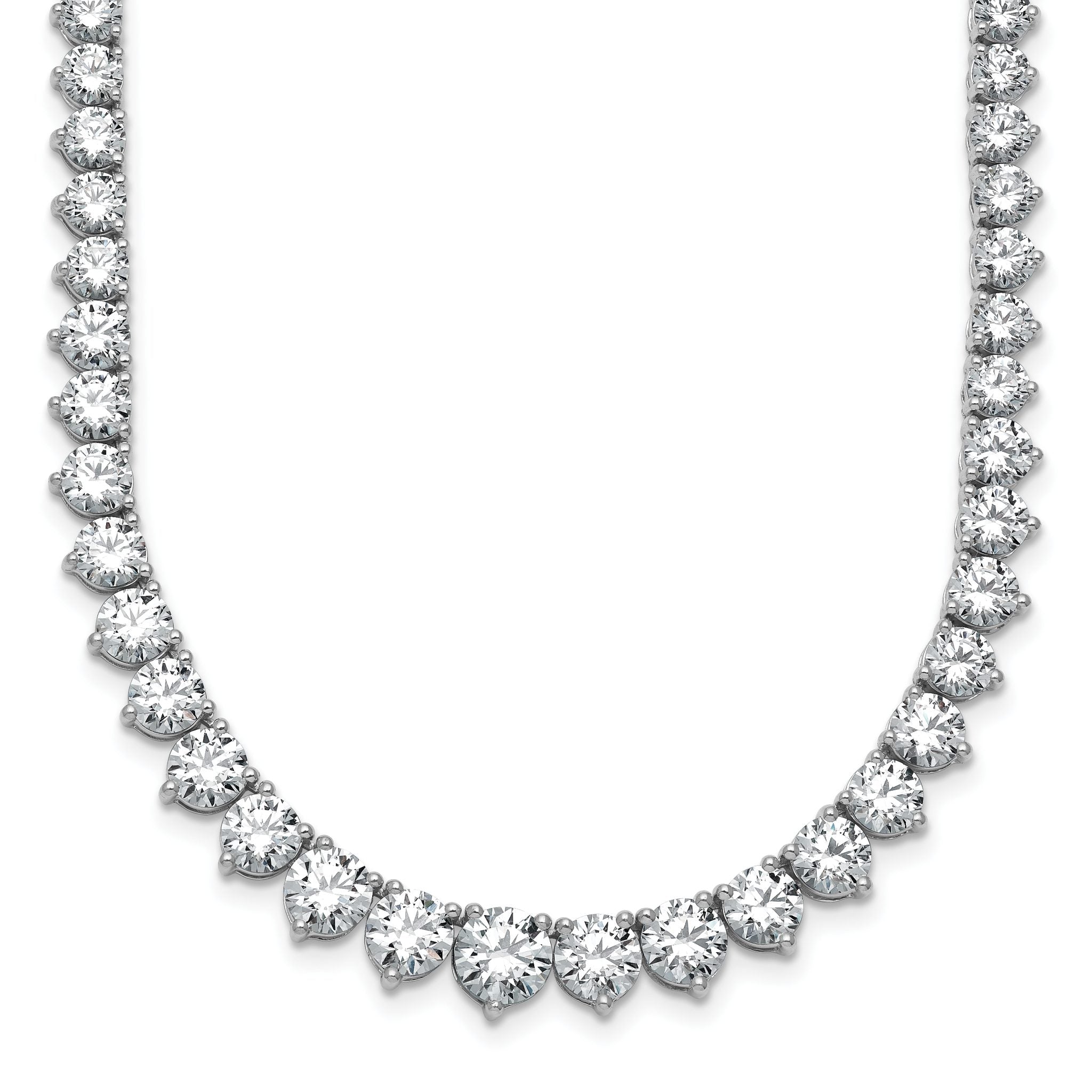 14k White Gold 25 3/8 carat Lab Grown Diamond VS+ F+ Complete Round 16 inch Graduated Tennis Necklace Main image