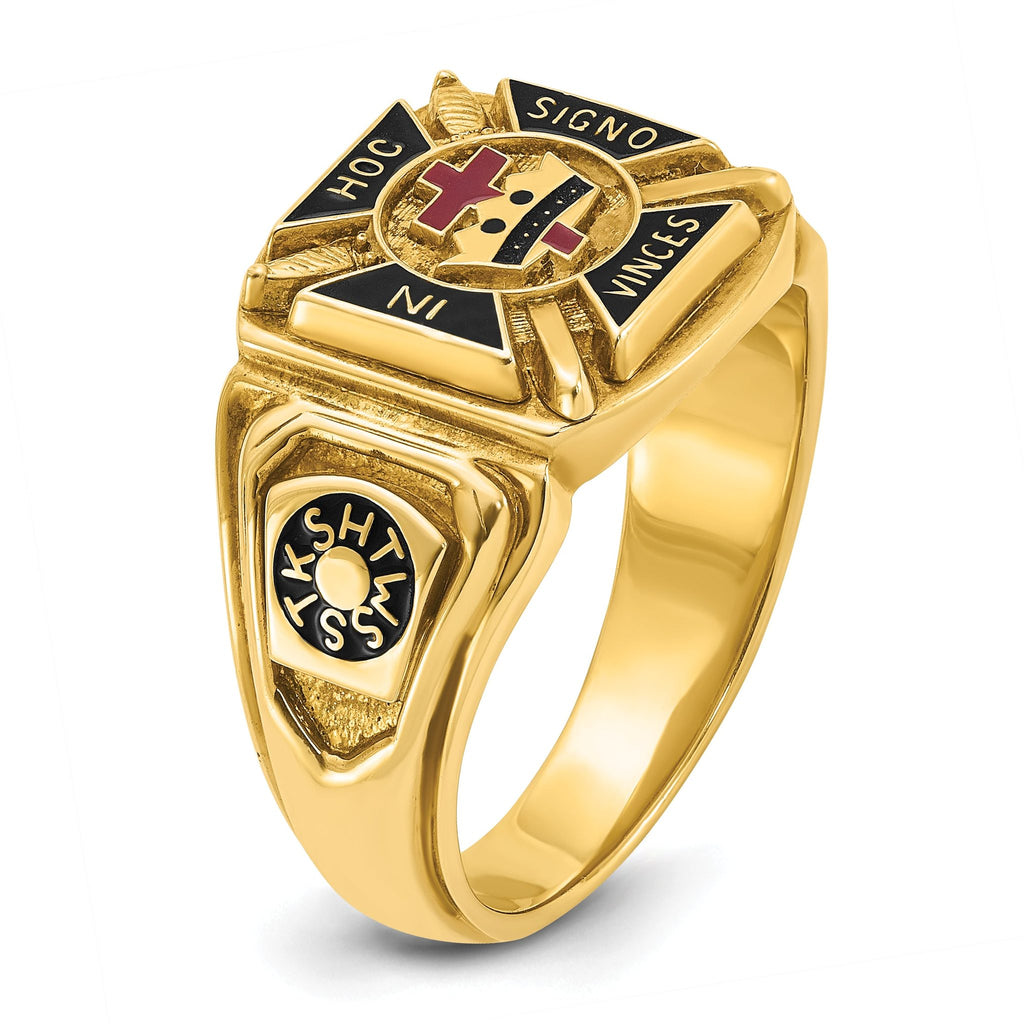 14k Men's Polished and Textured with Multi-color Enamel Knights Templar Masonic Ring