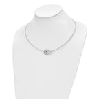 Chisel Titanium CZ Pendant with Polished Stainless Steel 17 inch Wire Necklace