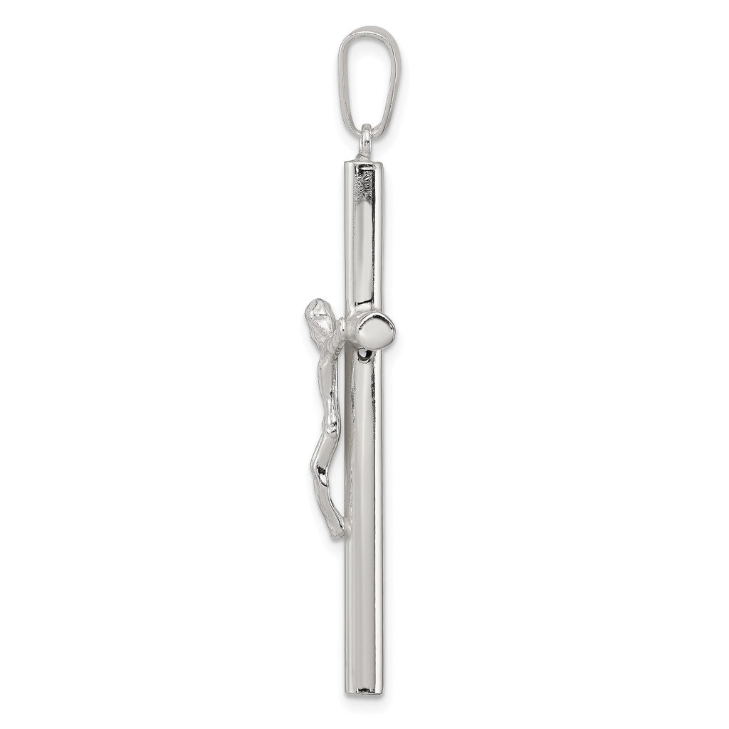 Sterling Silver 925 Polished Crucifix Pendant with Hollow Design