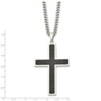 Sophia Jewelers Stainless Steel Cross Necklace with Black Inlay Engravable & Gift Ready