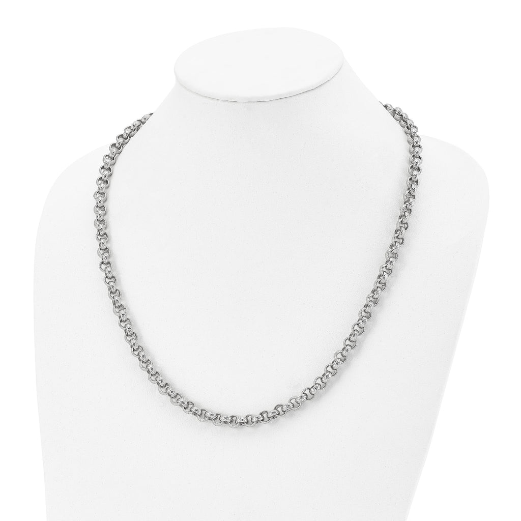 Chisel Stainless Steel Polished and Textured 24 inch Link Necklace