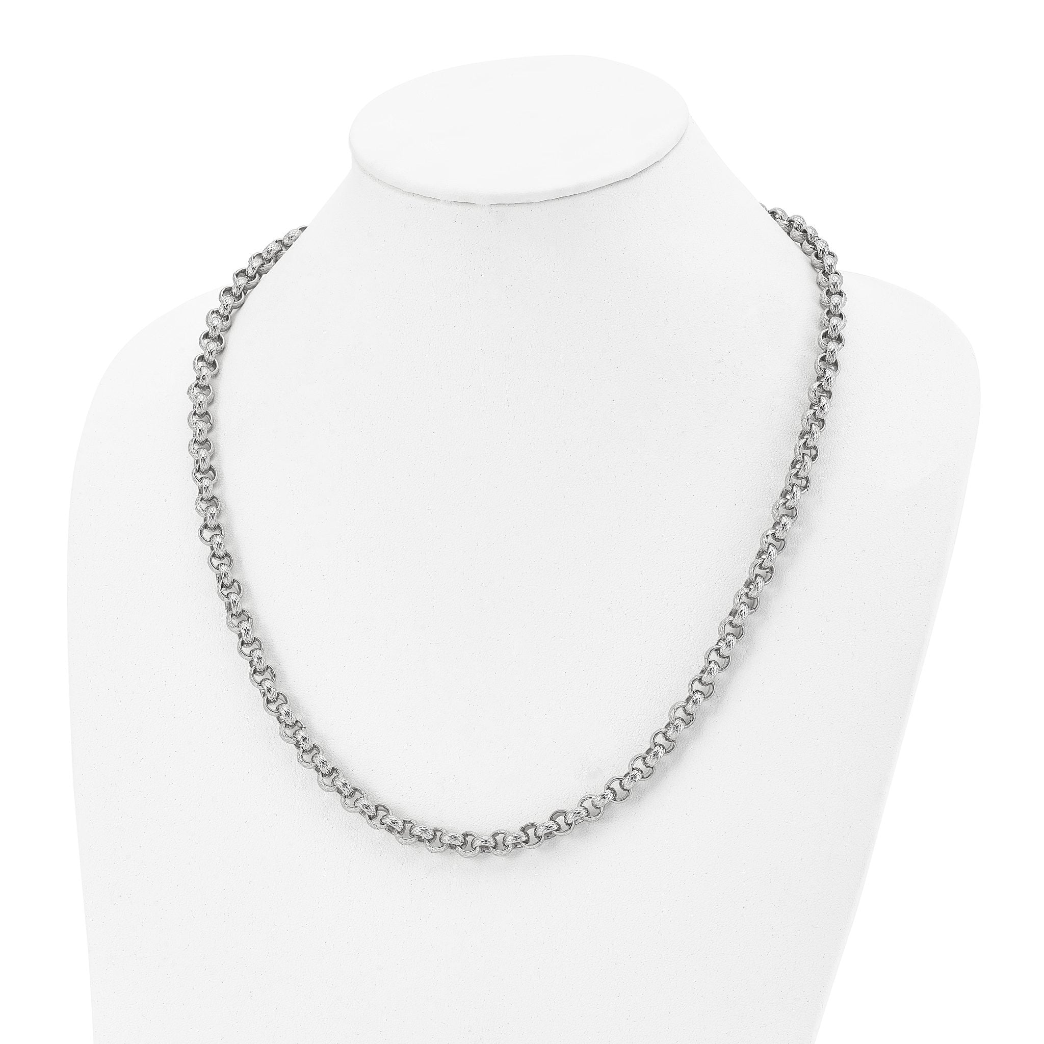 Chisel Stainless Steel Polished and Textured 24 inch Link Necklace