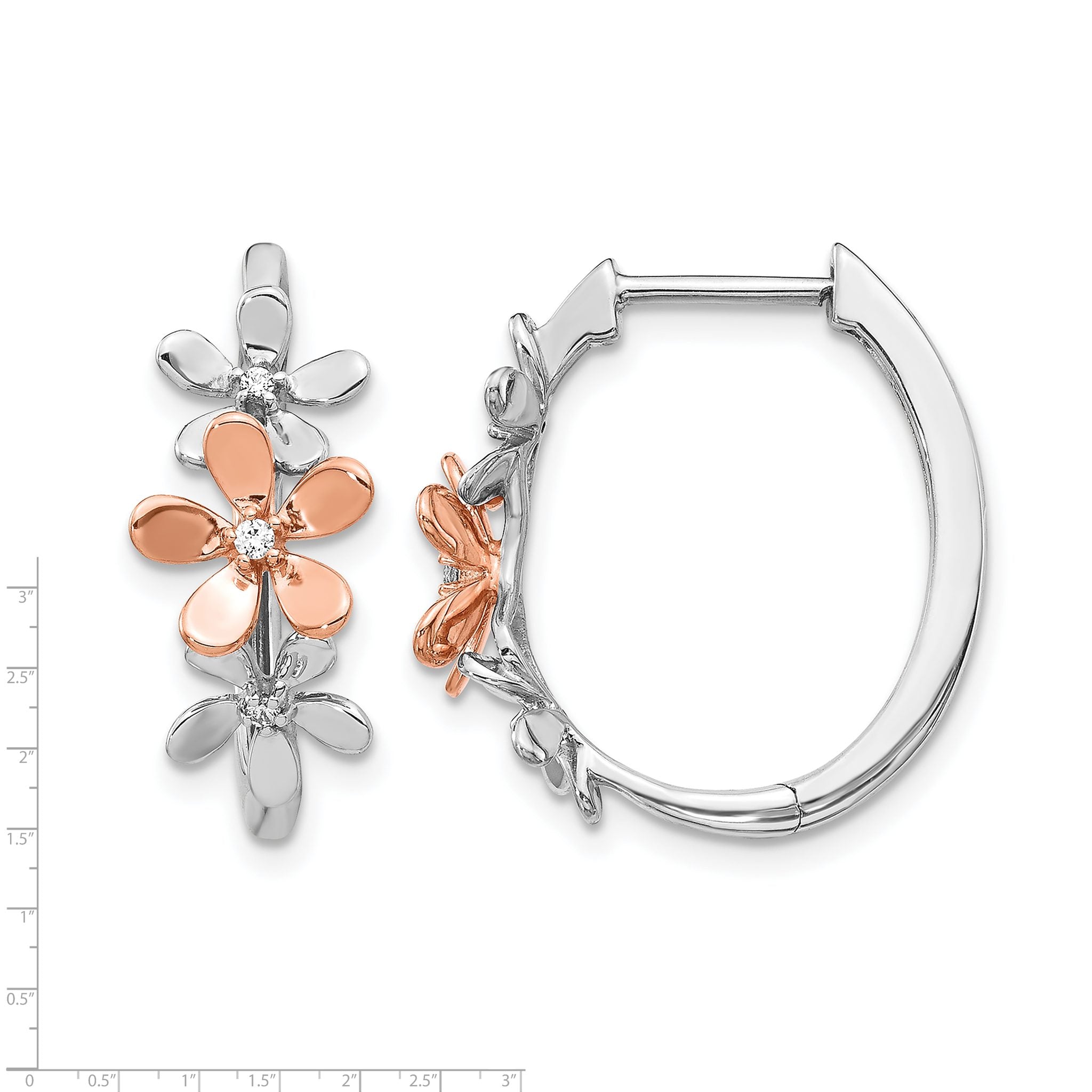 14k Rose and White Gold Diamond Earrings