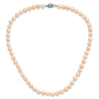 Sterling Silver Rhodium-plated 6-7mm Pink Near-Round Freshwater Cultured Pearl 16 inch Necklace