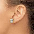 14k 6 carat Certified Lab Grown Diamond VS+ F+ Emerald Complete Four Prong Stud Earrings