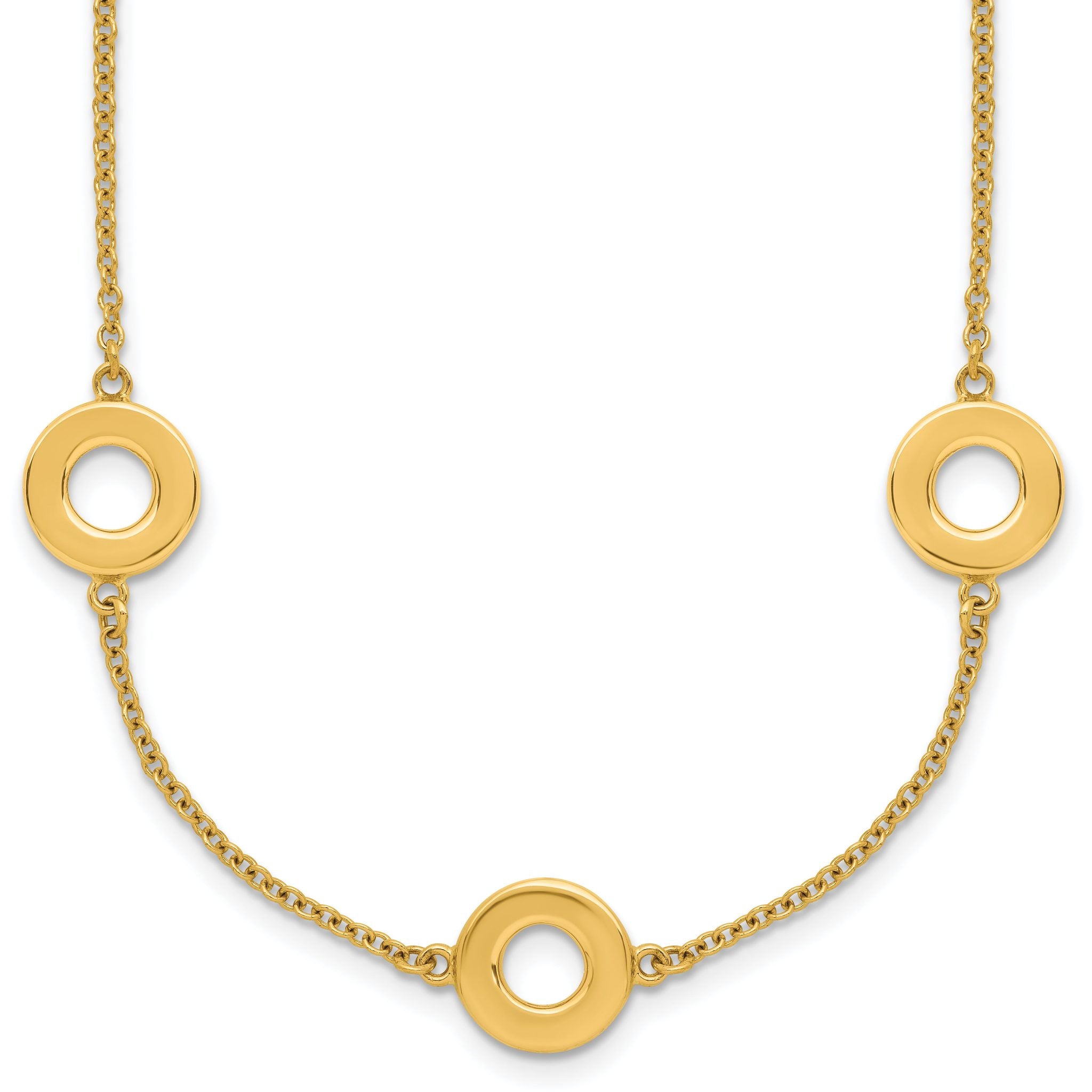 14K Polished Circle Station with 2in Ext. Necklace Main image