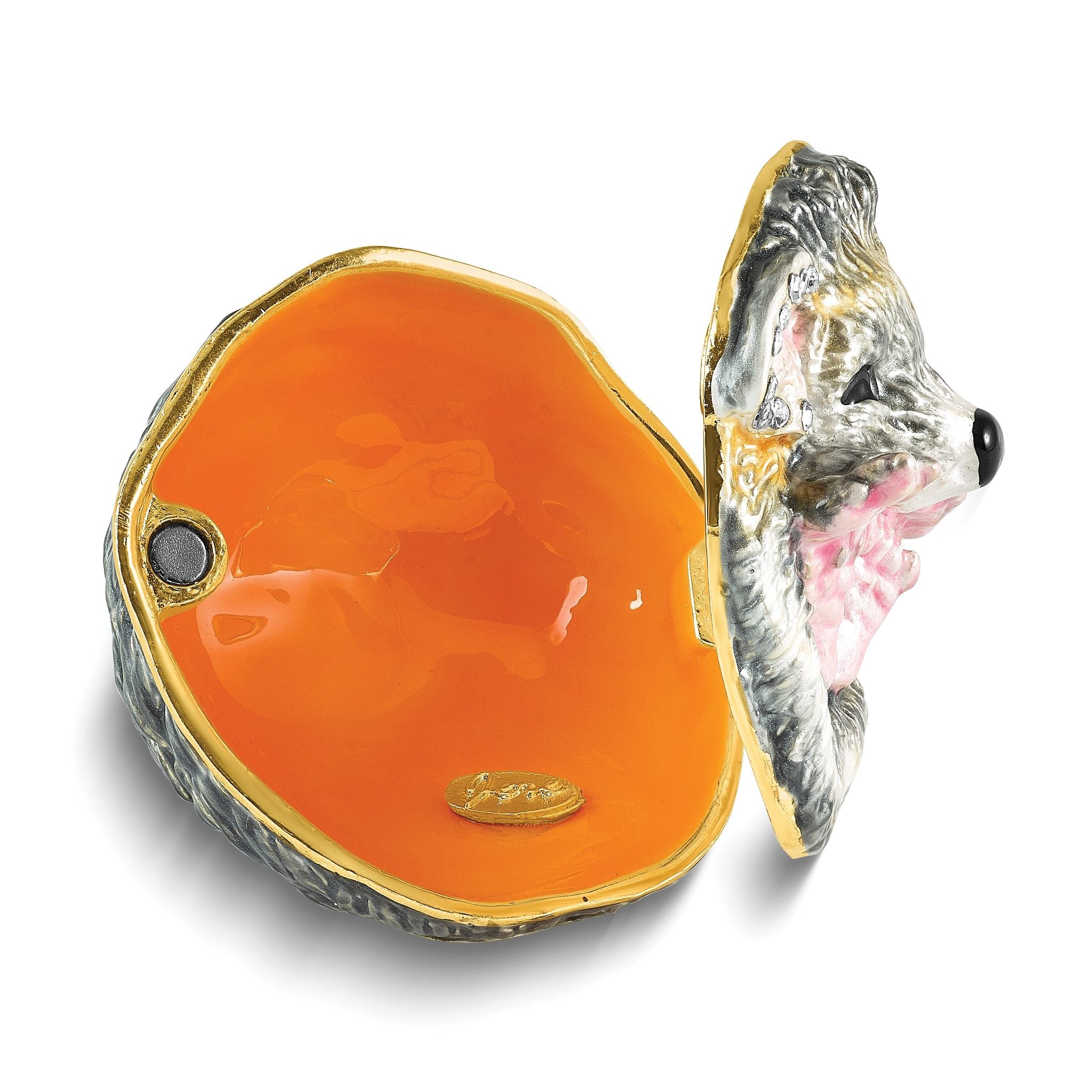 Luxury Giftware by Jere Bejeweled HILLARY Balled Up Hedgehog Trinket Box with Matching 18 inch Necklace Secondary image